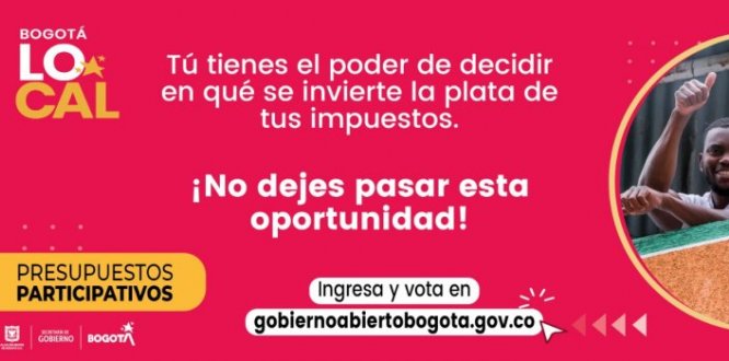 Hasta el 20 de diciembre los bogotanos decidirán los proyectos que se deben llevar a cabo en sus barrios en el 2021