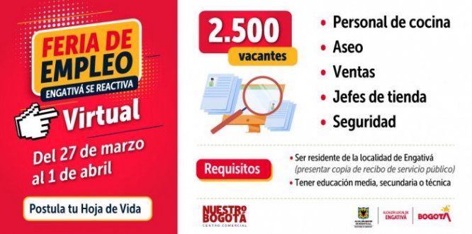 Feria de empleo virtual: Engativá se reactiva Oferta de empleos